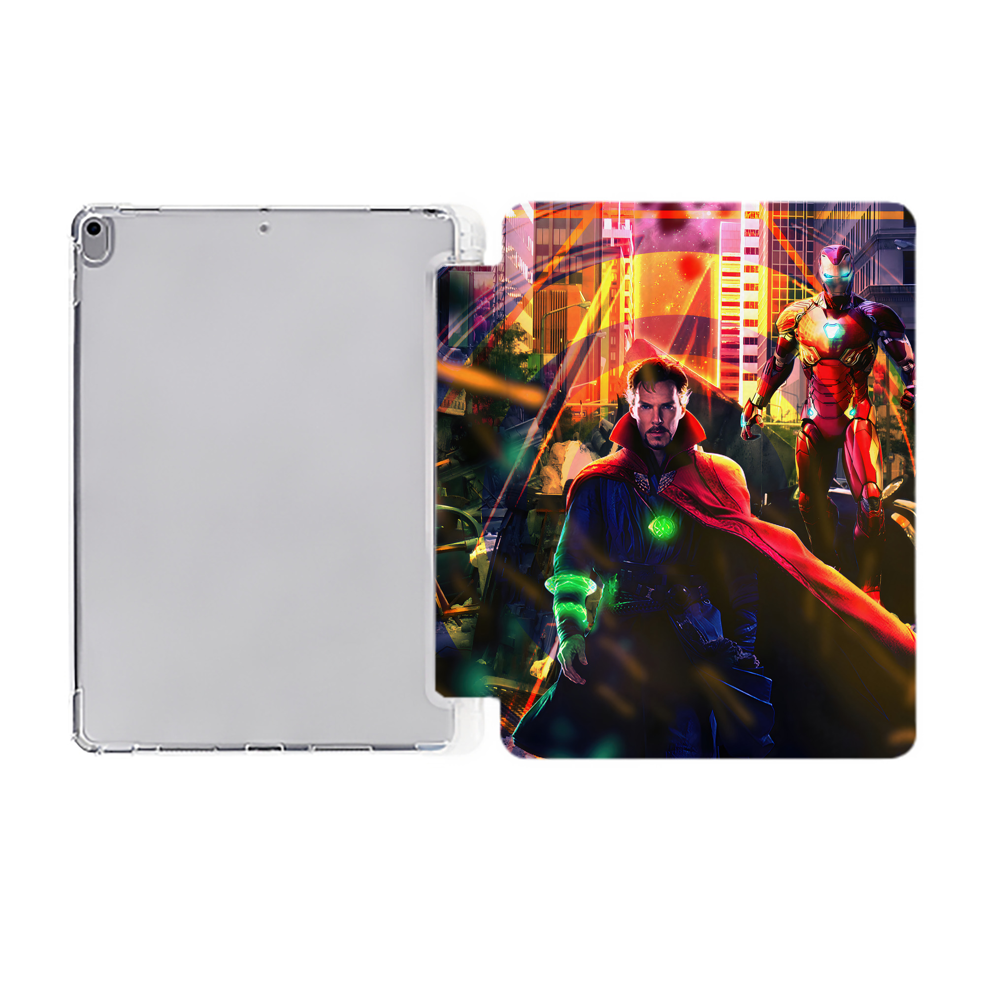 （画像用） アベンジャーズ The Avengers IPad ケース ペン収納付き 三つ折りスタンド PUレザー×シリコン 対応機種9.5/10.5/10.9インチ
